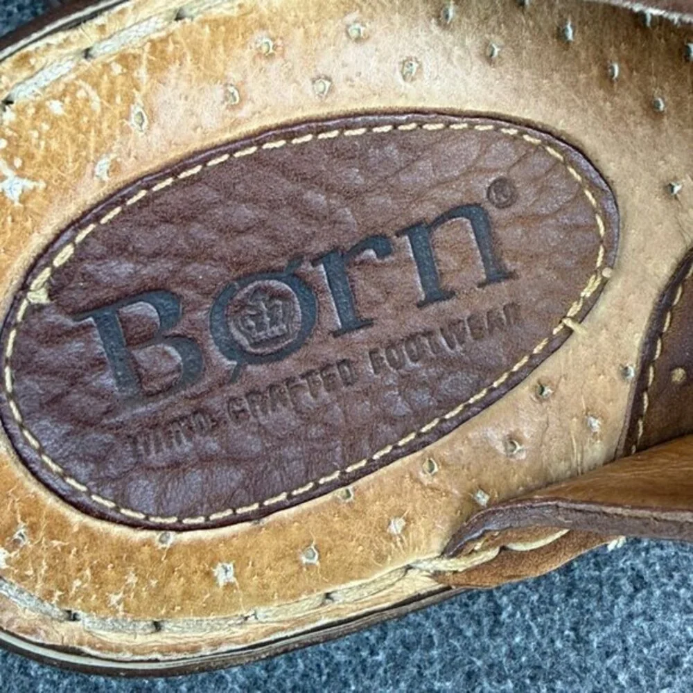 Born Suede Leather Criss Cross Sandals Slides‎ Size 9
